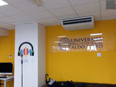 ...su cui spicca in un angolo il logo dell�Uniba...